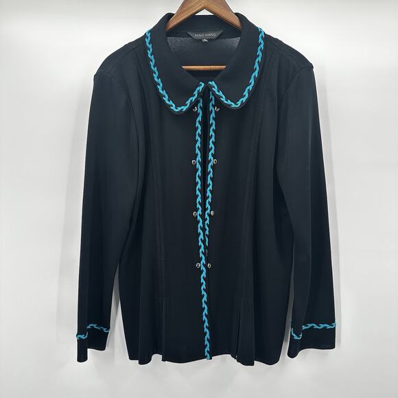 Ming Wang Blazer Womens XL Black Slinky Sweater Career Office Slinky - Picture 1 of 12